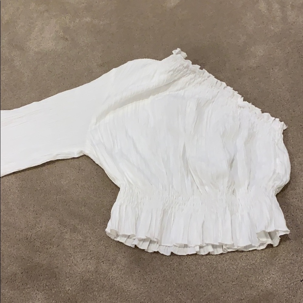 asymmetrical white blouse